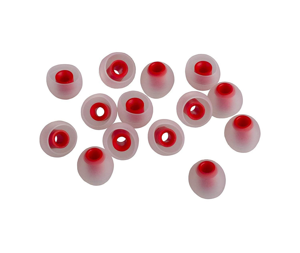 Xcessor (S) 7 Pairs (14 Pieces) of Silicone Replacement In Ear Earphone Small Size Earbuds. Bicolor. Small Size. Transparent / Red