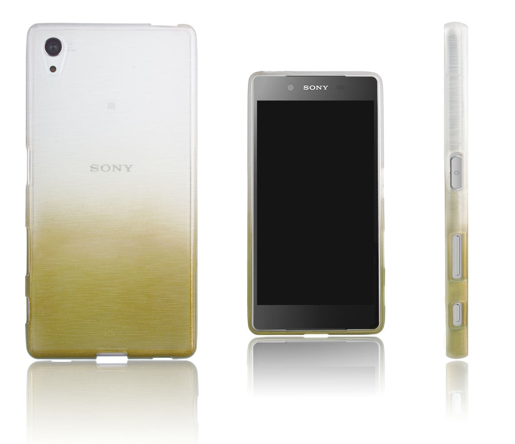 Xcessor Transition Color Flexible TPU Case for Sony Xperia Z5. With Gradient Silk Thread Texture.Transparent / Gold