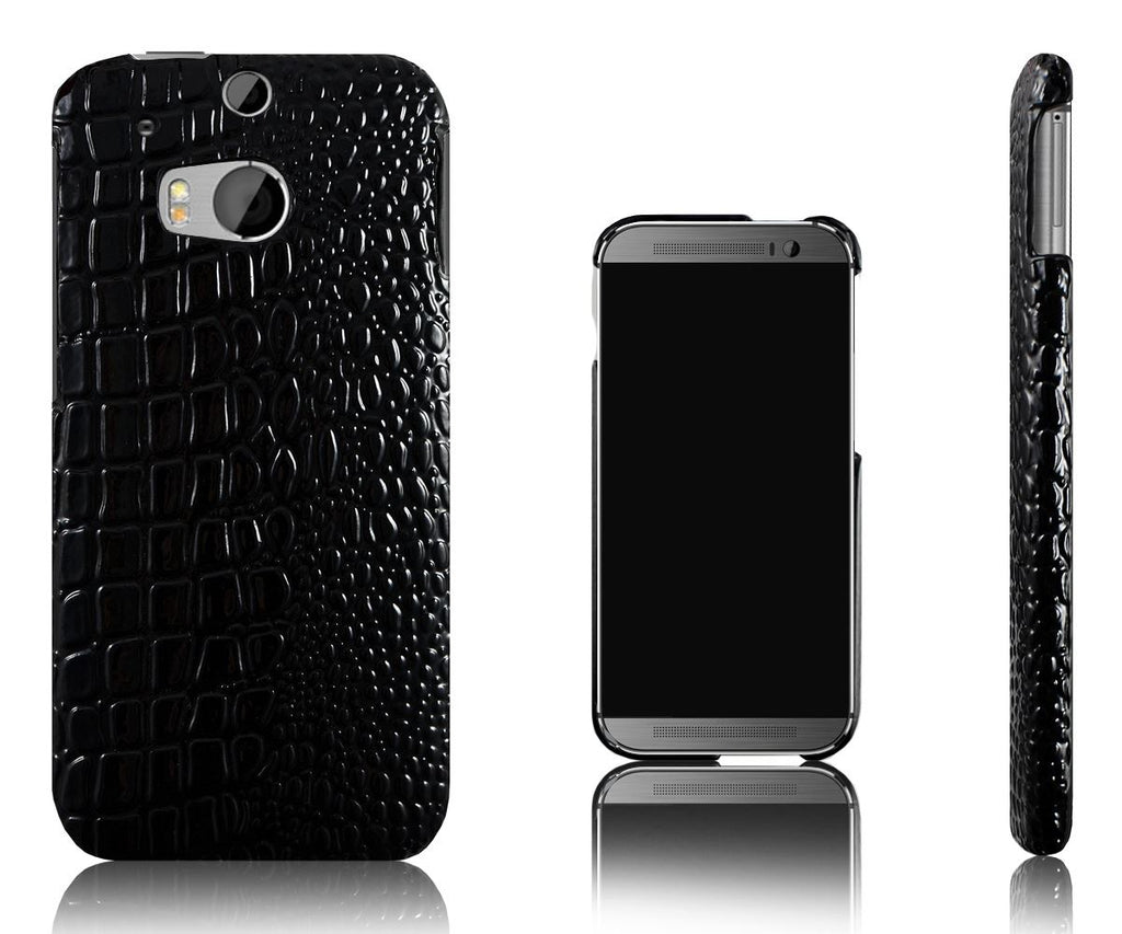 Xcessor Crocodile Skin Effect Hard Plastic Case for HTC One M8. Black
