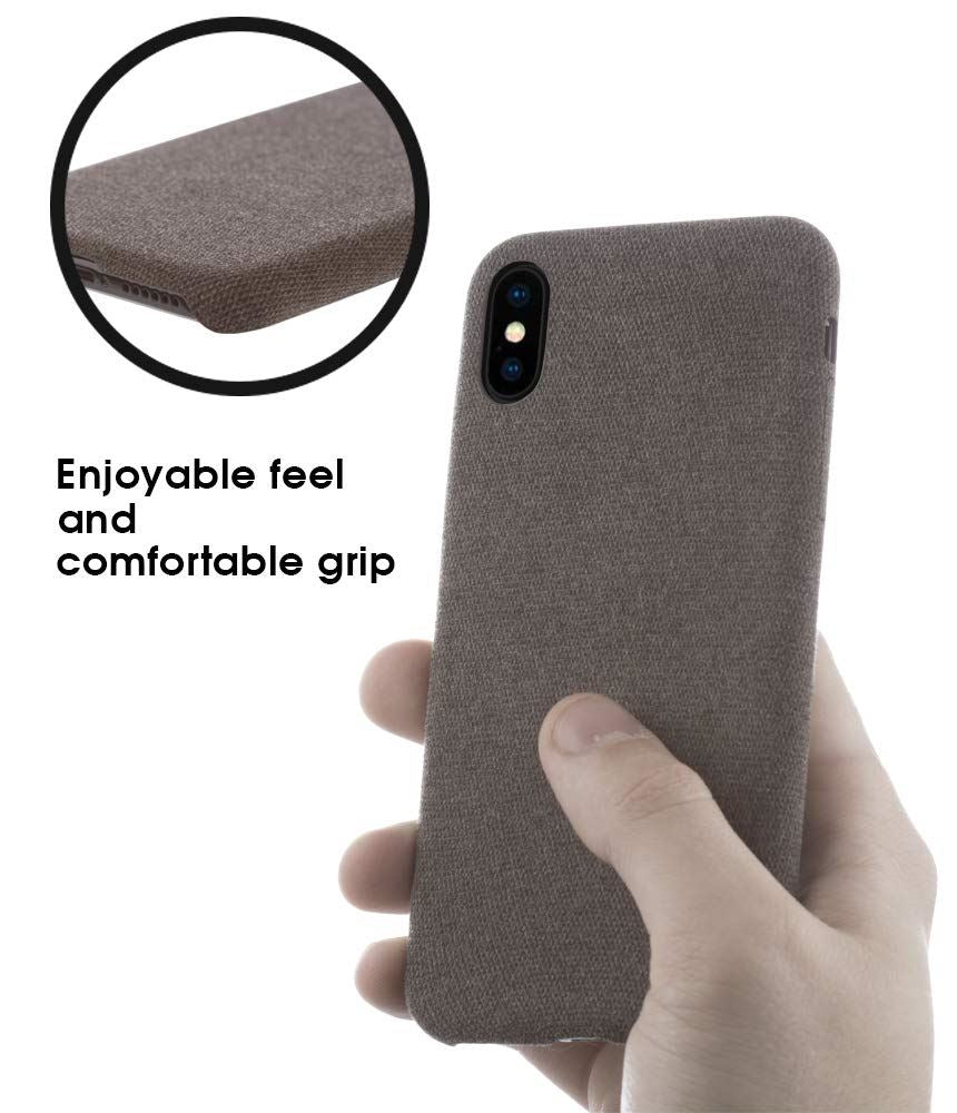 Lilware Soft Fabric Texture Plastic Phone Case for Apple iPhone XS Max - Brown