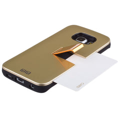 Lilware Armor Hartplastikhülle für Samsung Galaxy S6 SM-G920. Glänzende, zweilagige Schutzhülle mit Ständer und geheimem Fach für Kredit-/Visitenkarten. Goldene Farbe