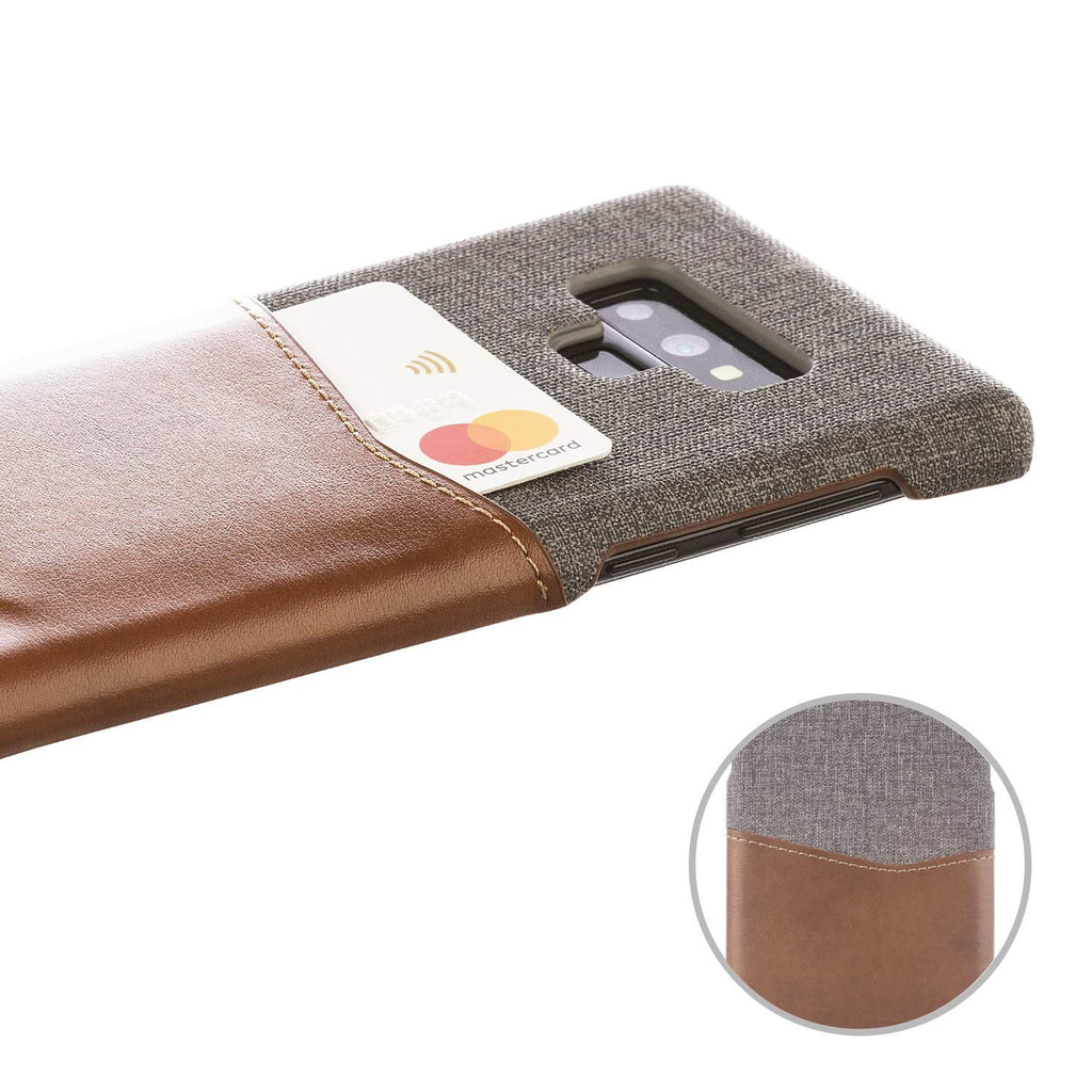 Lilware Card Wallet Kunststoff-Telefonhülle für Samsung Galaxy Note 9. Stofftextur und PU-Leder-Schutzhülle mit Ausweis-/Kreditkartenfach. Braun