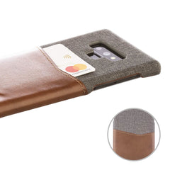 Lilware Card Wallet Kunststoff-Telefonhülle für Samsung Galaxy Note 9. Stofftextur und PU-Leder-Schutzhülle mit Ausweis-/Kreditkartenfach. Braun