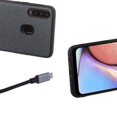 Lilware Canvas-Handyhülle aus gummiertem Kunststoff für Samsung Galaxy A20S. Dunkelgrau