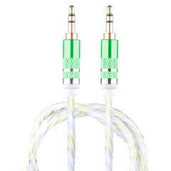Lilware AUX-Audiokabel, geflochtener Stoff, transparente PVC-Ummantelung, 0,9 m, 3,5 mm Klinkenstecker, Stecker auf Stecker, Kabel für Multimedia-Geräte – Grün