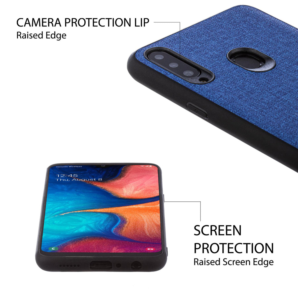 Lilware Canvas-Handyhülle aus gummiertem Kunststoff für Samsung Galaxy A20S. Blau