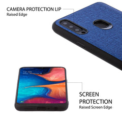 Lilware Canvas Rubberized Texture Plastic Phone Case for Samsung Galaxy A20S. Blue