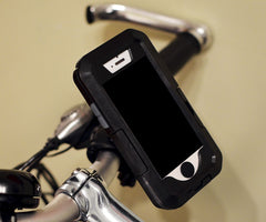 Lilware Universal Bicycle Handlebar Holder for Apple iPhone 4 / 4S /  5 / 5S / 5C. Compact Size Clamping Bike Mount With Waterproof Case and 360 Degree Rotating System. Black