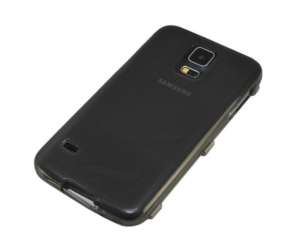 Xcessor Flip Open TPU Gel Case For Samsung Galaxy S5 SM-G900. Back and Front Protection. Grey / Transparent