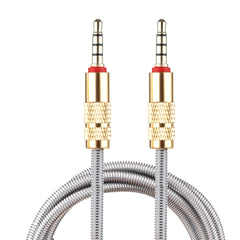 Lilware Metal Braided Audio 3.5mm Cable with Metal Plated Jack - 3.5mm to 3.5 mm Audio AUX Cord - Silver