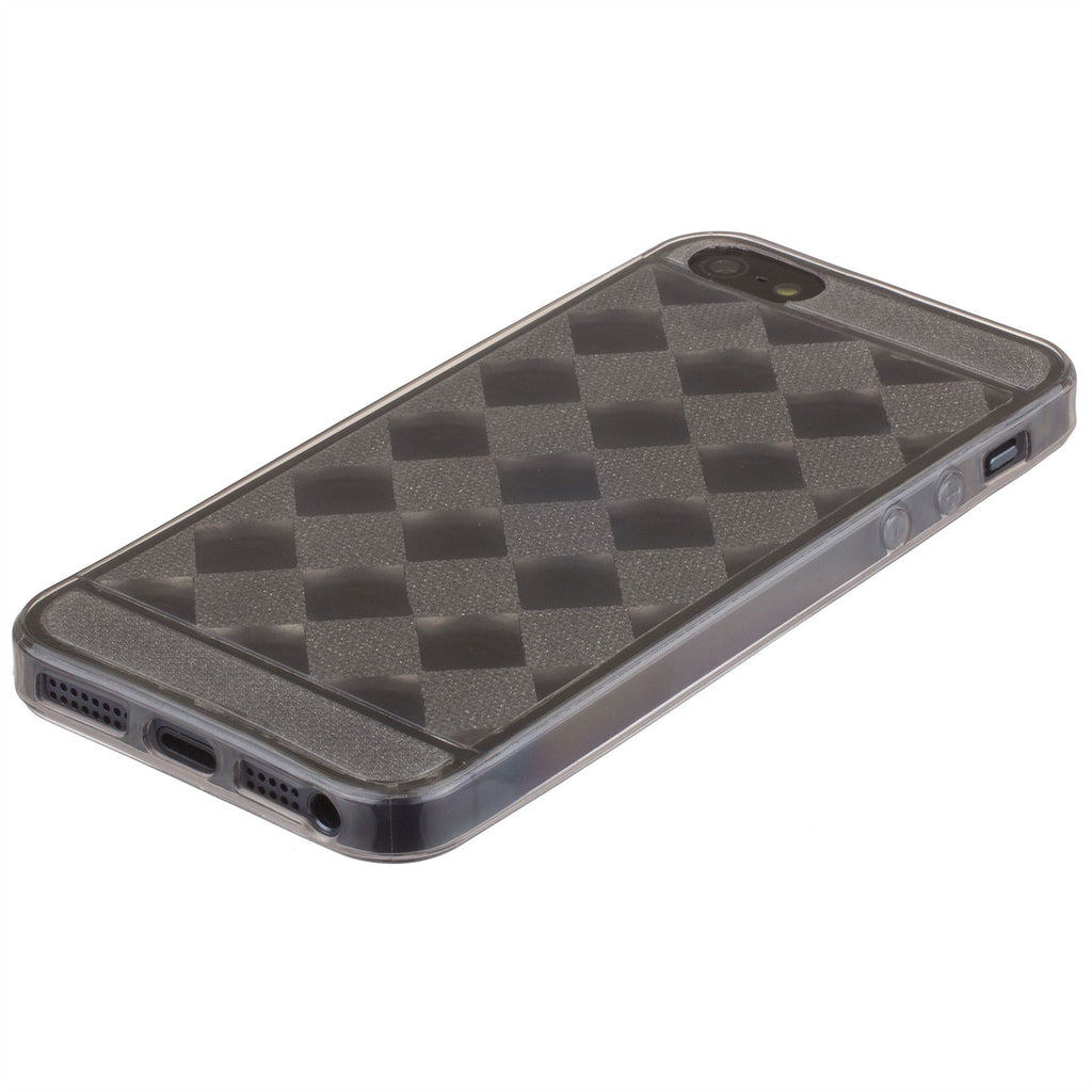 Xcessor Checkered Diamond Glossy Flexible TPU case for Apple iPhone SE / 5 / 5S. Transparent / Grey