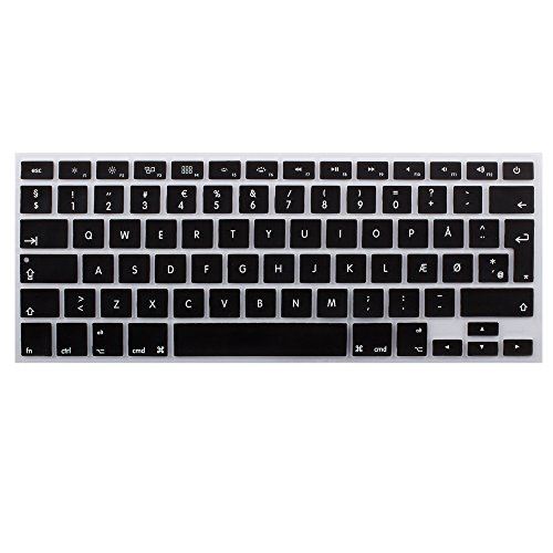 Lilware Set of 2 Silicone Keyboard covers for MacBook Pro 13 / 15 / 17 (Release 2015 year) QWERTY (Danish layout) Black/Transparent