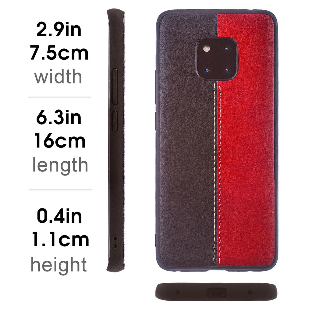 Lilware Bicolor PU Leather Phone Case Compatible with Huawei Mate 20 Pro. Red / Black