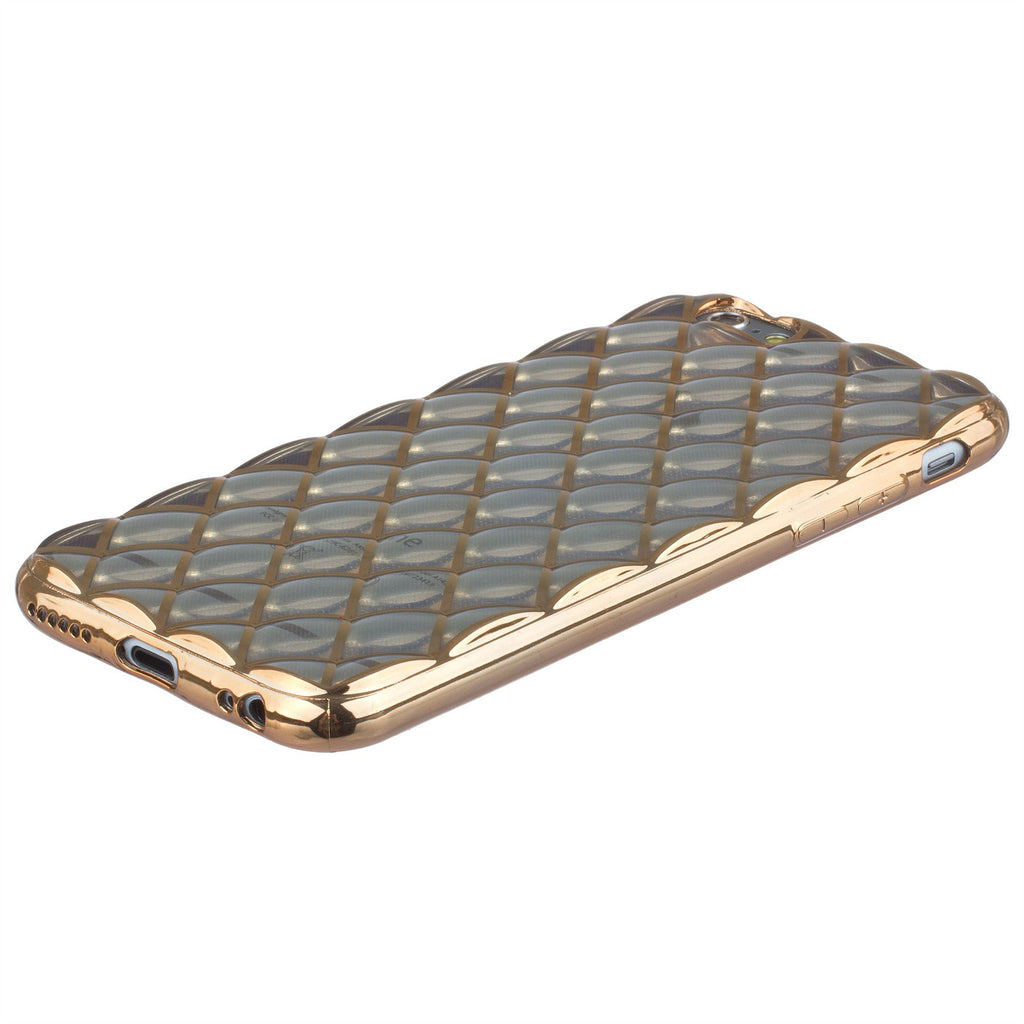 Xcessor Convex Checkered Glossy Flexible TPU case for Apple iPhone 6 / 6S. Transparent / Gold