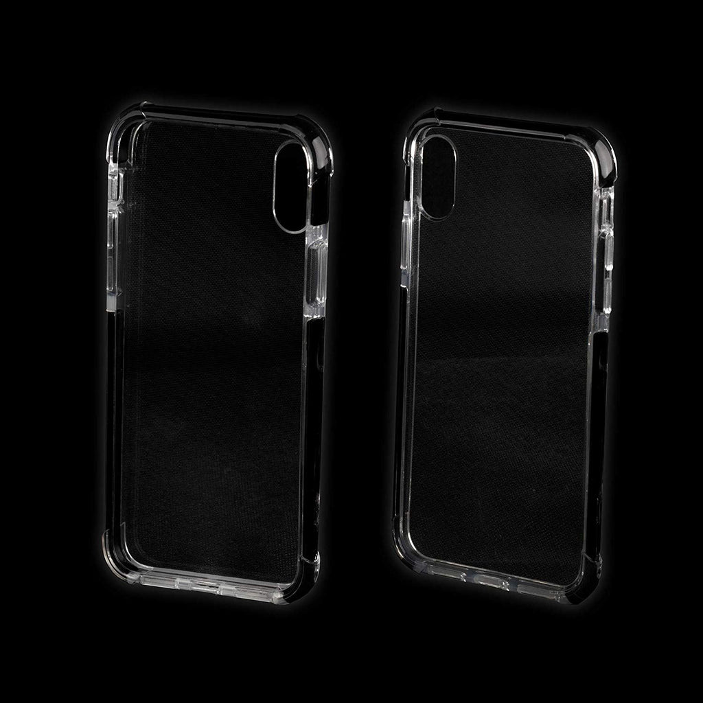 Xcessor Clear Hybrid TPU Phone Case for Apple iPhone X / iPhone XS. With Shock Absorbing Rubber Layer on the Edges and Reinforced Corners. Clear / Black