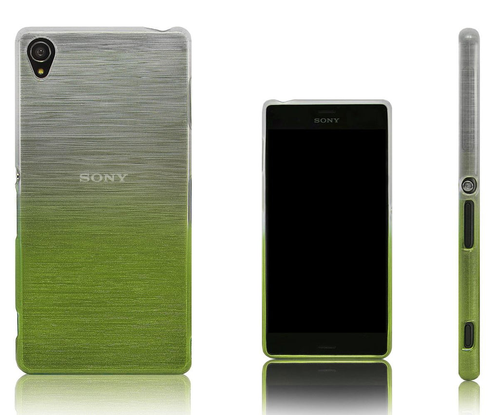 Xcessor Transition Color Flexible TPU Case for Sony Xperia Z3 . With Gradient Silk Thread Texture. Transparent / Green