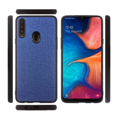 Lilware Canvas-Handyhülle aus gummiertem Kunststoff für Samsung Galaxy A20S. Blau
