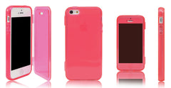 Xcessor Flip Open TPU Gel Hülle für Apple iPhone 5/5S - Rosa/Rot/Transparent