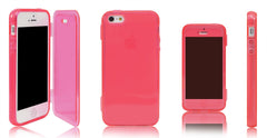 Xcessor Flip Open TPU Gel Case for Apple iPhone 5/5S - Pink/Red/Transparent