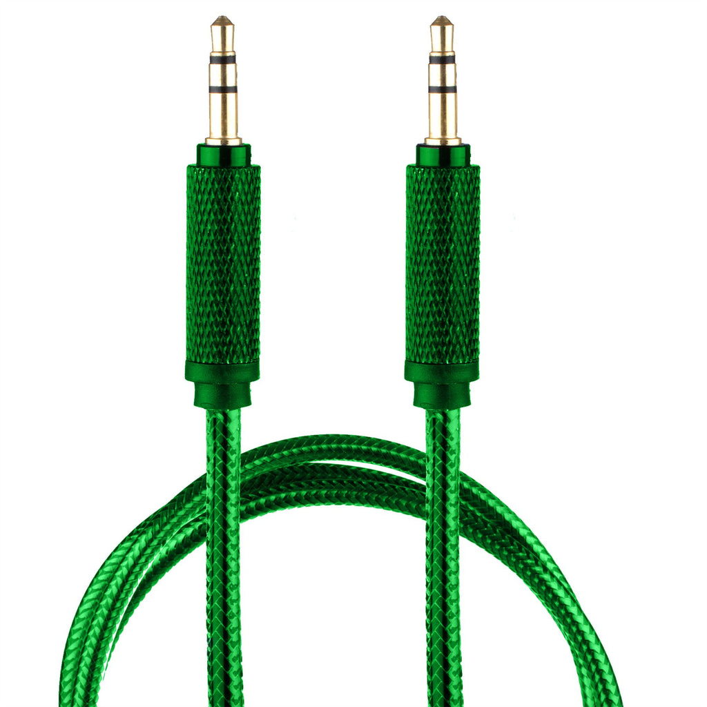 Lilware Braided Nylon Transparent PVC Jacket 1M Aux Audio Cable 3.5mm Jack Male to Male Cord For Multimedia Devices - Green