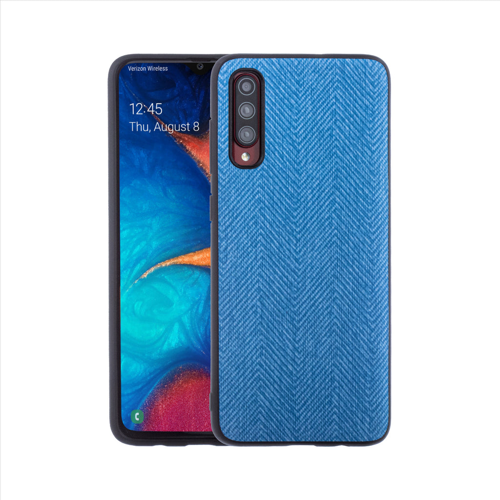 Lilware Canvas Z Handyhülle aus gummiertem Kunststoff mit Textur für Samsung Galaxy A70/A70S. Blau