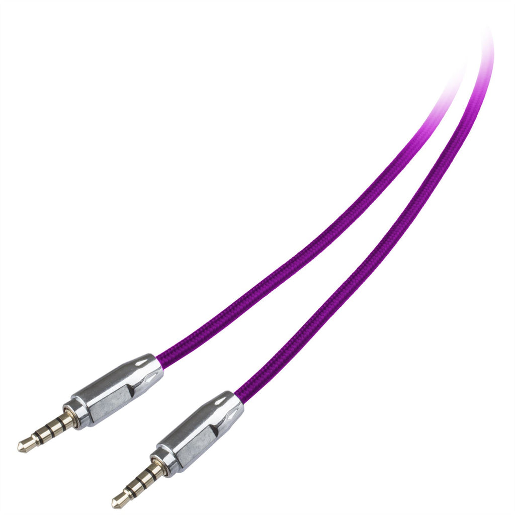 Lilware AUX-Audiokabel, 3,5 mm Klinkenstecker auf 3,5 mm Stecker, geflochtenes Nylongewebe, 90 cm, für Multimedia-Geräte, Violett