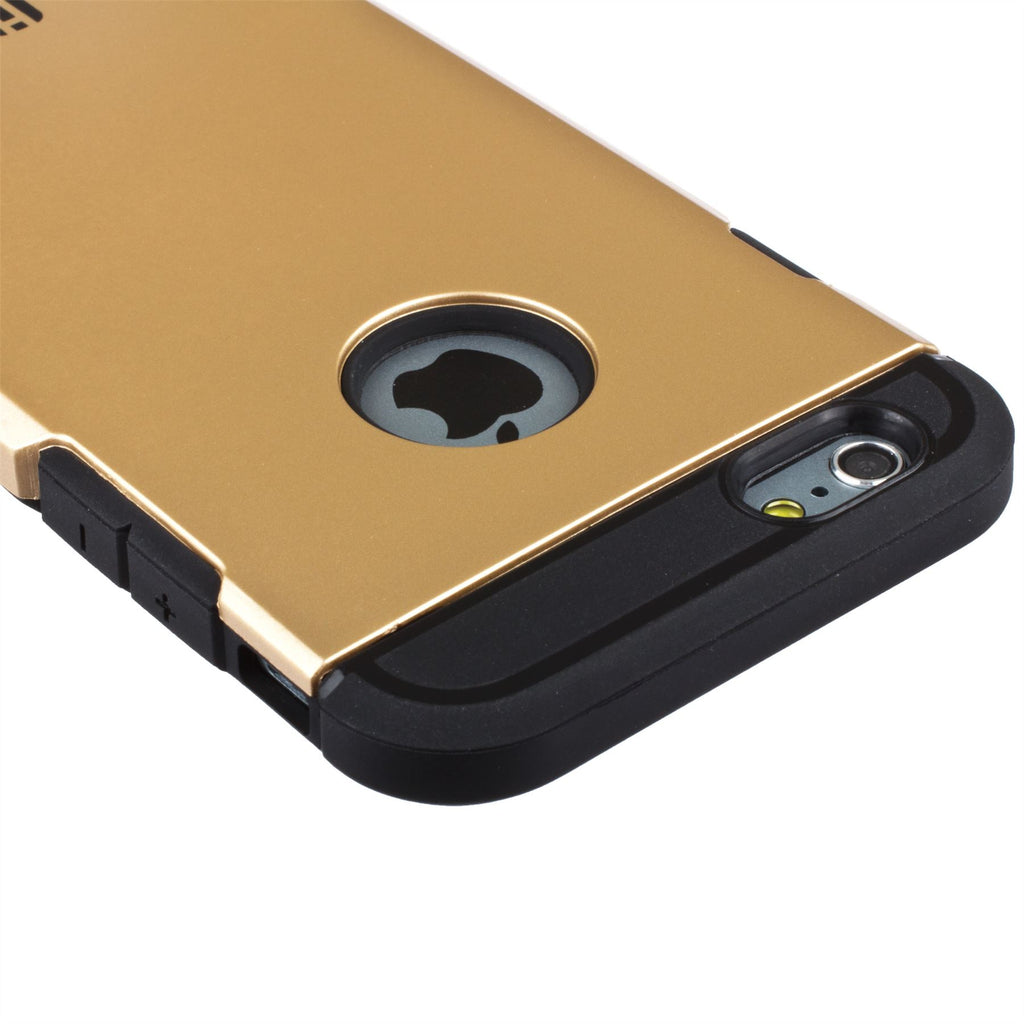 Lilware Angular Armor Hard Plastic Rugged Case Dual Layer Cover for Apple iPhone 6  6S. Gold / Black
