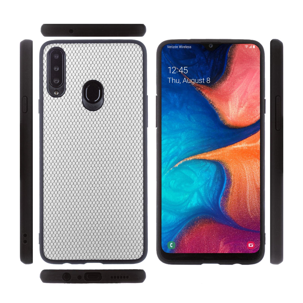 Lilware Canvas X Stofftextur Kunststoff-Telefonhülle für Samsung Galaxy A20S. Hellgrau