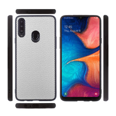 Lilware Canvas X Stofftextur Kunststoff-Telefonhülle für Samsung Galaxy A20S. Hellgrau