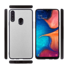 Lilware Canvas X Fabric Texture Plastic Phone Case for Samsung Galaxy A20S. Light Grey