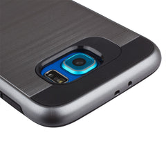 Lilware Armor Slim Fit Hard Plastic Rugged Case Dual Layer Cover for Samsung Galaxy S6 edge SM-G925F. Dark Silver / Black