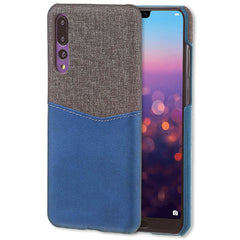 Lilware Card Wallet Plastic Phone Case Compatible with Huawei P20 Pro. Fabric Texture and PU Leather Protective Cover with ID / Credit Card Slot Holder. Blue