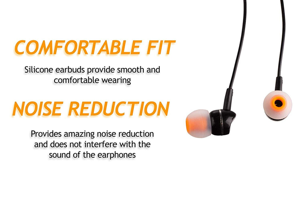 Xcessor (L) 7 Pairs (14 Pieces) of Silicone Replacement In Ear Earphone Large Size Earbuds. Bicolor. Transparent / Orange