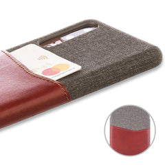 Lilware Card Wallet Plastic Phone Case Compatible with Huawei P20. Fabric Texture and PU Leather Protective Cover with ID / Credit Card Slot Holder. Red