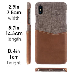 Lilware Card Wallet Plastic Phone Case for Apple iPhone XS. Fabric Texture and PU Leather Protective Cover with ID / Credit Card Slot Holder. Brown