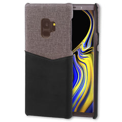 Lilware Card Wallet Kunststoff-Telefonhülle für Samsung Galaxy S9. Stofftextur und PU-Leder-Schutzhülle mit Ausweis-/Kreditkartenfach. Schwarz