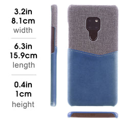 Lilware Card Wallet Plastic Phone Case Compatible with Huawei Mate 20. Fabric Texture and PU Leather Protective Cover with ID / Credit Card Slot Holder. Blue
