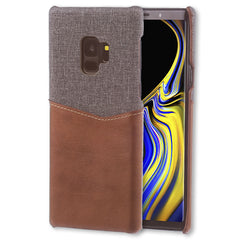 Lilware Card Wallet Plastic Phone Case for Samsung Galaxy S9. Fabric Texture and PU Leather Protective Cover with ID / Credit Card Slot Holder. Brown