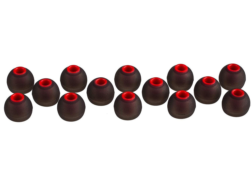 Xcessor (M) 7 Pairs (14 Pieces) of Silicone Replacement In Ear Earphone Medium Size Earbuds. Bicolor. Black / Red