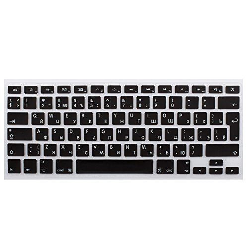 Lilware Set of 2 Silicone Keyboard covers for MacBook Pro 13 / 15 / 17 (Release 2015 year) QWERTY (Russian layout) Black/Transparent