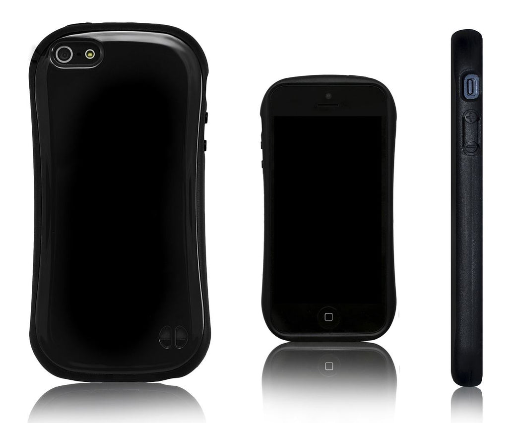 Lilware Silhouette Plastic Case for Apple iPhone 5 and 5S. Flexible TPU and Hard Glossy Plastic Back. Black