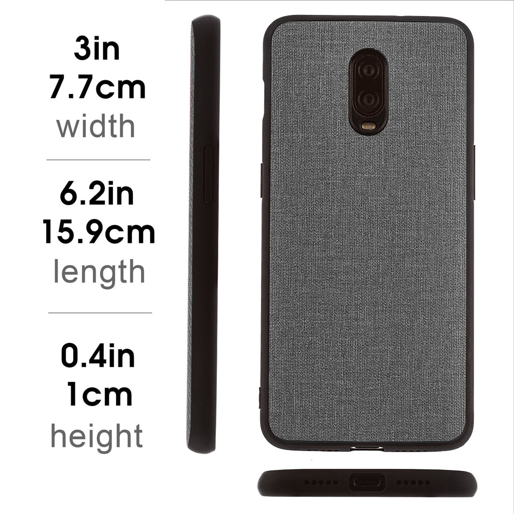 Lilware Canvas Rubberized Texture Plastic Phone Case for OnePlus 6T. Grey