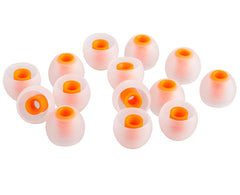 Xcessor (L) 7 Pairs (14 Pieces) of Silicone Replacement In Ear Earphone Large Size Earbuds. Bicolor. Transparent / Orange