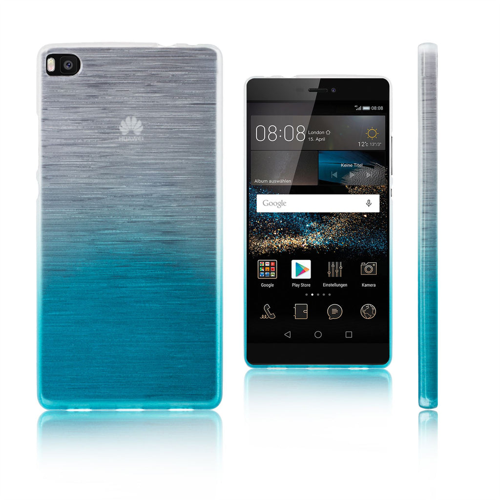 Xcessor Transition Color Flexible TPU Case for Huawei P8. With Gradient Silk Thread Texture. Transparent / Light Blue