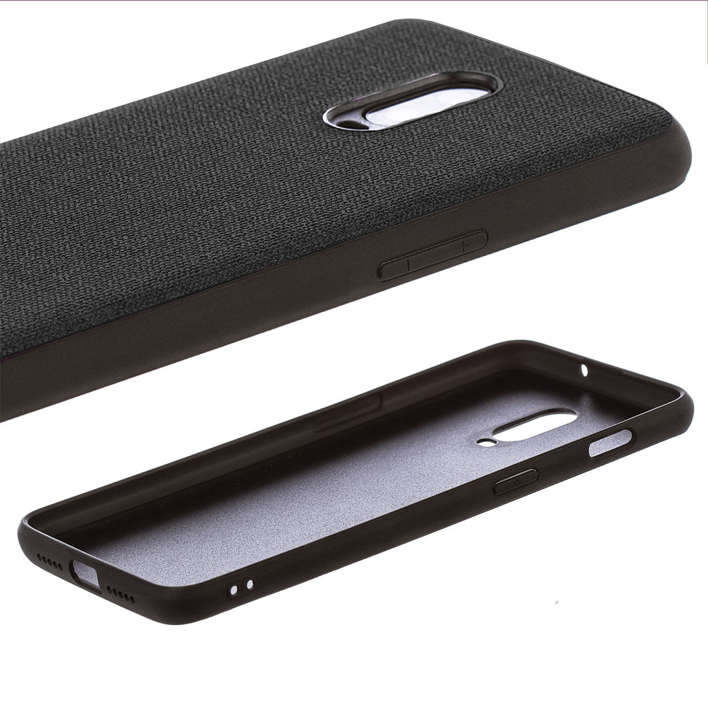 Lilware Canvas Rubberized Texture Plastic Phone Case for OnePlus 6T. Black