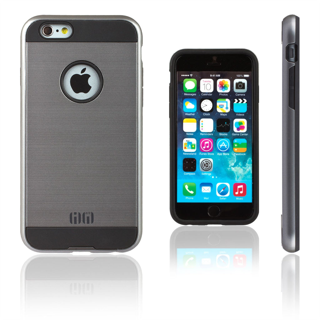 Lilware Armor Slim Fit Hard Plastic Rugged Case Dual Layer Cover for Apple iPhone 6  6S. Dark Silver / Black