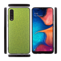 Lilware Canvas-Telefonhülle aus gummiertem Kunststoff mit Textur für Samsung Galaxy A50/A50S. Grün