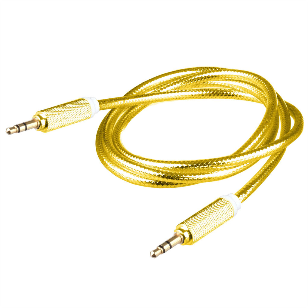 Lilware Braided Nylon Transparent PVC Jacket 1M Aux Audio Cable 3.5mm Jack Male to Male Cord For Multimedia Devices - Gold