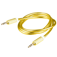 Lilware Braided Nylon Transparent PVC Jacket 1M Aux Audio Cable 3.5mm Jack Male to Male Cord For Multimedia Devices - Gold