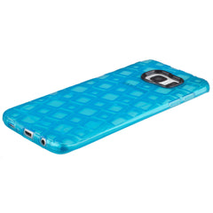 Xcessor Tetragon Bubbles Glossy Flexible TPU case for Samsung Galaxy S7 Edge SM-G935. Transparent / Blue